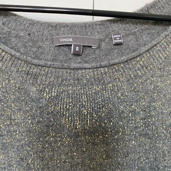 Vince Cashmere Grey & Golden Sweater - Picture 3 of 9